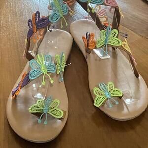 Crochet Butterfly Sandals Multicolor NWOT size 10